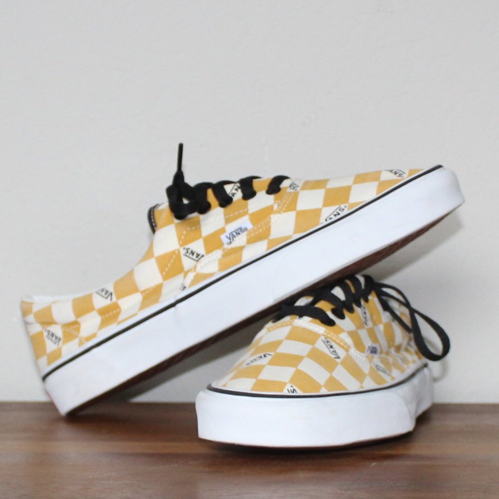 751505 Vans Era Checkered (Yolk Yellow/White) Men Size 11